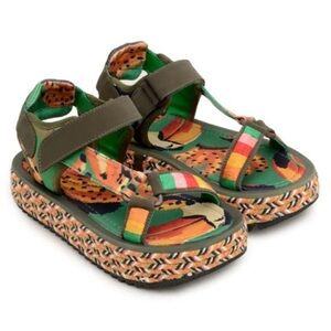 Farm Rio Toucans Flatform Raffia Sandal Size US 8 EU 39